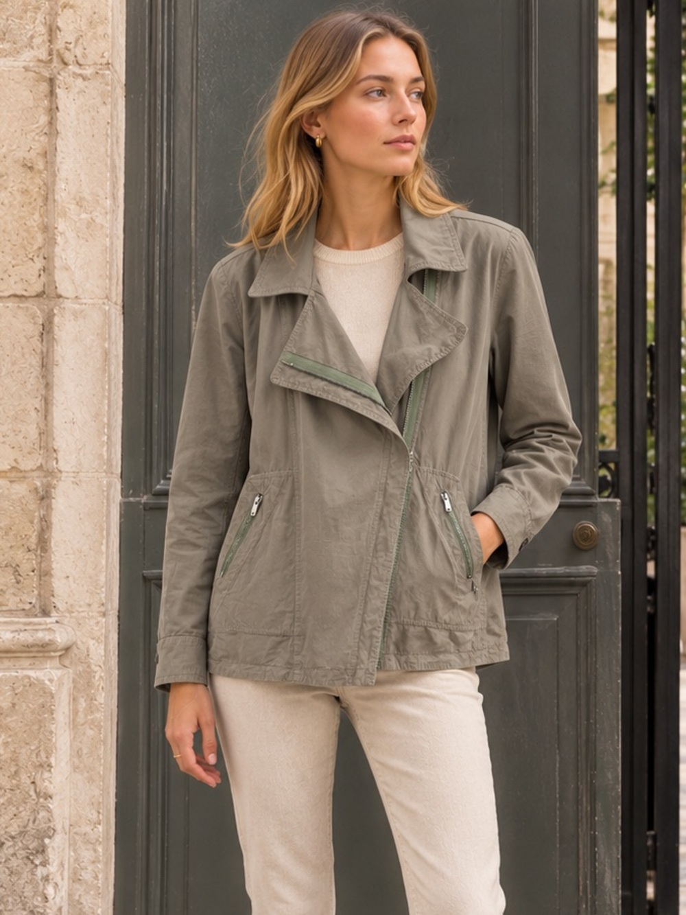 Splendid Palomar Cotton Utility Jacket Olive Green Medium Made in USA